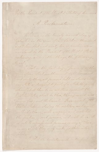 First page of the Emancipation Proclamation