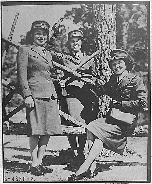 Photograph of Three Marine Corps Women Reservists, Camp Lejeune, North Carolina