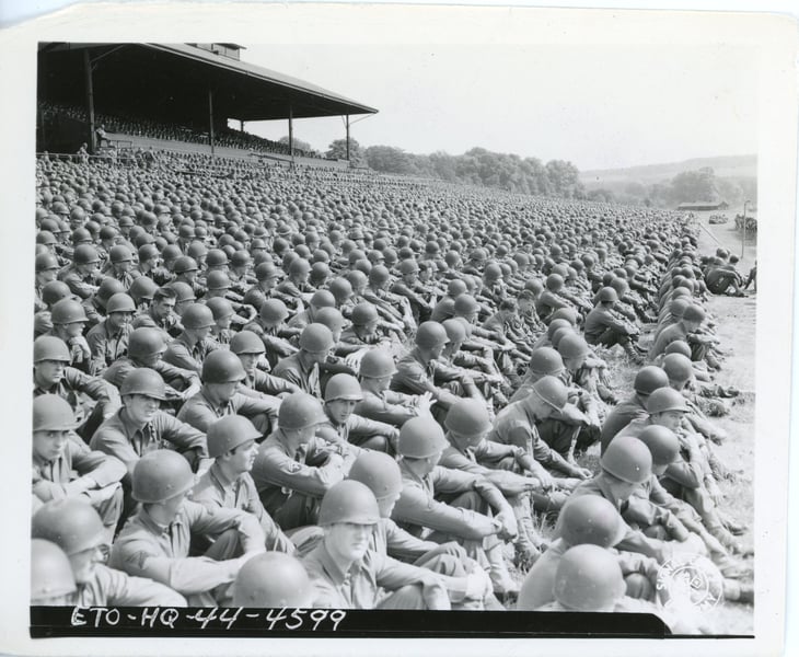 Infantry Troops During Memorial Day Services Held Somewhere in England, 1944