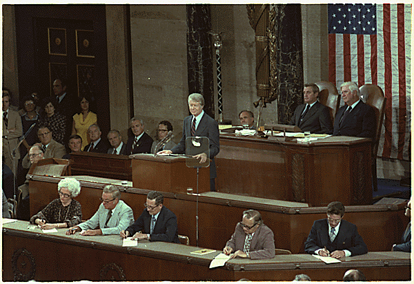 Jimmy Carter addresses a joint session of congress on the Camp David Accords