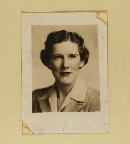 Black and white photograph of Ruth Marian Martin in the Red Cross nurse case files.