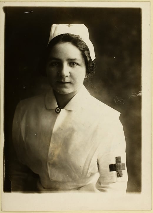 Black and white photograph of Elizabeth Margaret Walsh in a nurse uniform