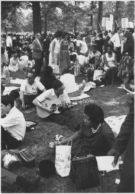 Civil Rights March on Washington, D.C. [Marchers relaxing.]