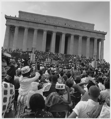 Civil Rights March on Washington, D.C. [Marchers at the Lincoln Memorial.]