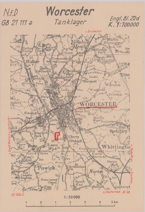 Image of a map of Worcester England 