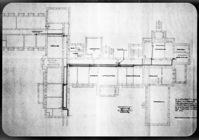 Black and white blueprint drawing 