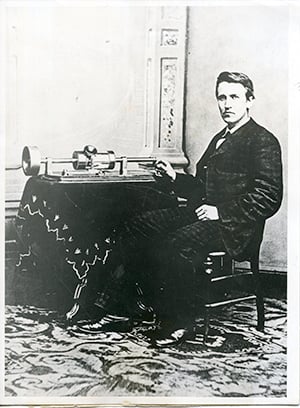 Photograph of Thomas Alva Edison With His Phonograph