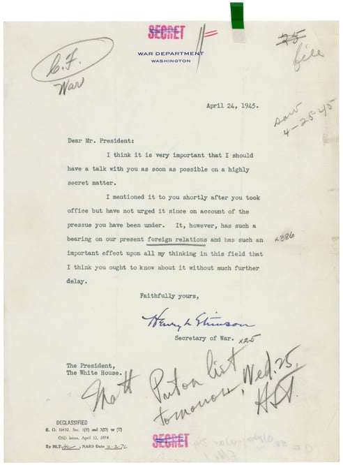 Typewritten letter with handwritten elements in the margins