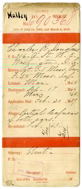 Jacket for approved pension file for Laura A. Douglass