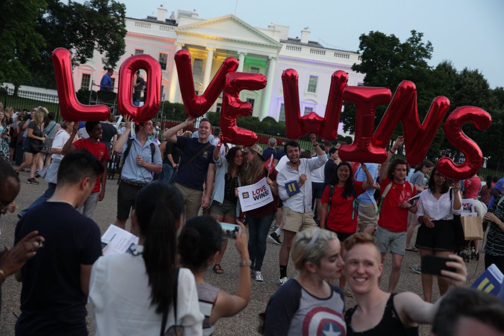 People Celebrate the Supreme Court Ruling on Same-Sex Marriage Outside the White House