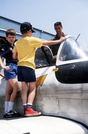 Youngsters inspect the cockpit of an aircraft on display during Scout World/Armed Forces Day '88,  