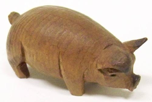 Carved Wooden Pig