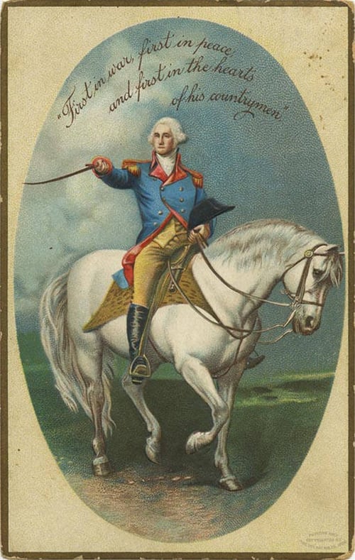 George Washington on a white stallion