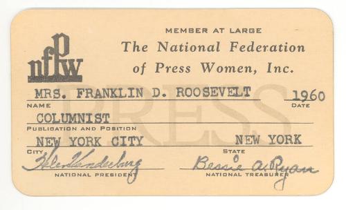 Eleanor Roosevelt's Press Card