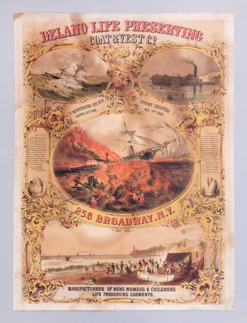 Advertisement for the Delano Life Preserving Coat & Vest Co.