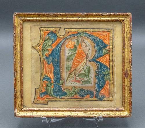 Illuminated manuscript letter "R"