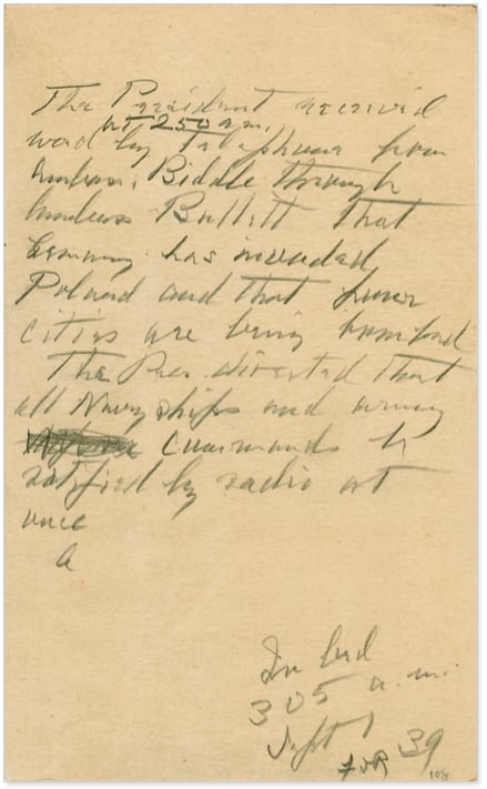 FDR's bedside note