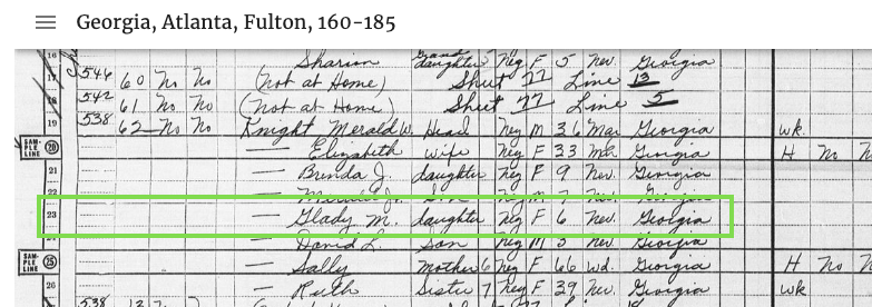 Gladys Knight in the 1950 Census