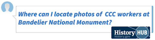 Where can I locate photos of CCC workers at Bandelier National Monument?