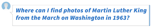 Where can I find photos of Martin Luther King from the March on Washington in 1963?