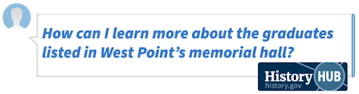 How can I learn more about the graduates listed in West Point's memorial hall?