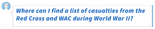 Where can I find a list of casualties from the Red Cross and WAC during World War II?