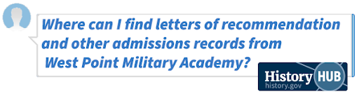 Where can I find letters of recommendation and other admission records from West Point Military Academy?
