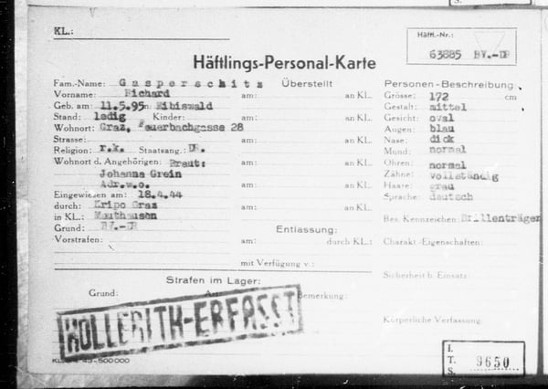 Camp Records - Inmate Cards - Mauthausen - Records on Prisoners, Boh-Gas, National Archives Catalog 88498560