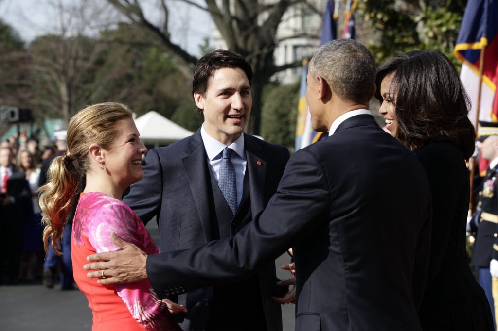  President Barack Obama and First Lady Michelle Obama Welcome Prime Minister [Justin] Trudeau and Mrs. [Sophie] Grégoire-Trudeau to the White House