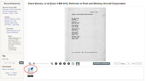 screenshot of a catalog record showing how to identify records needed for transcription