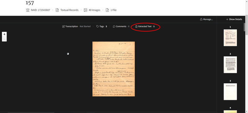extracted text button
