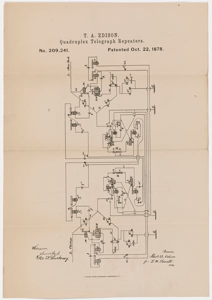 Patent 209,241 Quadruplex-Telegraph Repeaters