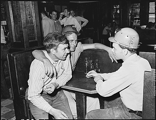 Miners in soda fountain. Inland Steel Company, Wheelwright #1 & 2 Mines, Wheelwright, Floyd County, Kentucky., National Archives Identifier 541505